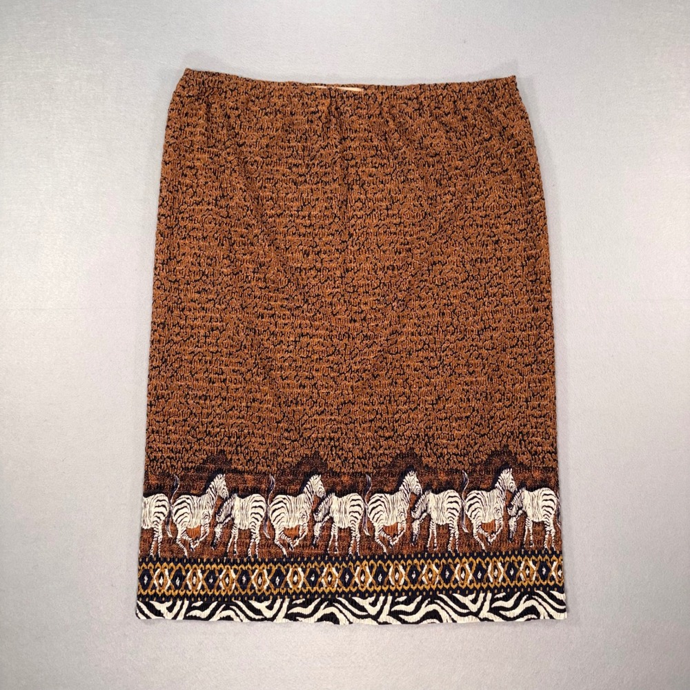 Pleat Pleat by Rafael Brown Zebra Print Crinkle Skirt size S